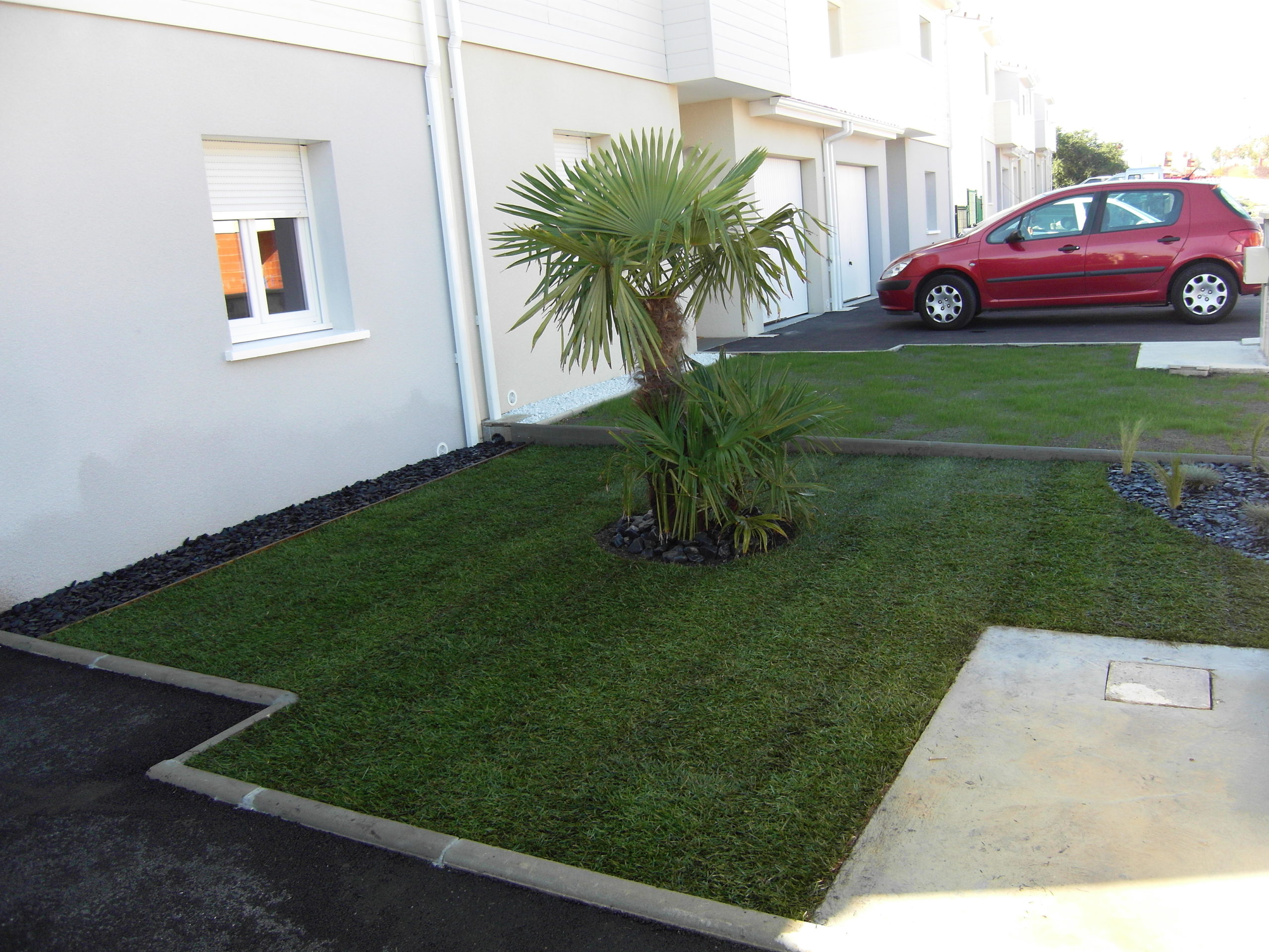 Gazon de placage pour une entrée de maison