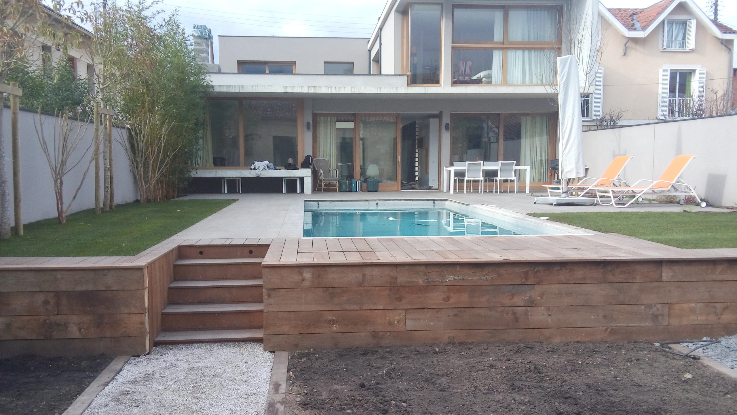 Soutènement en bois exotique
