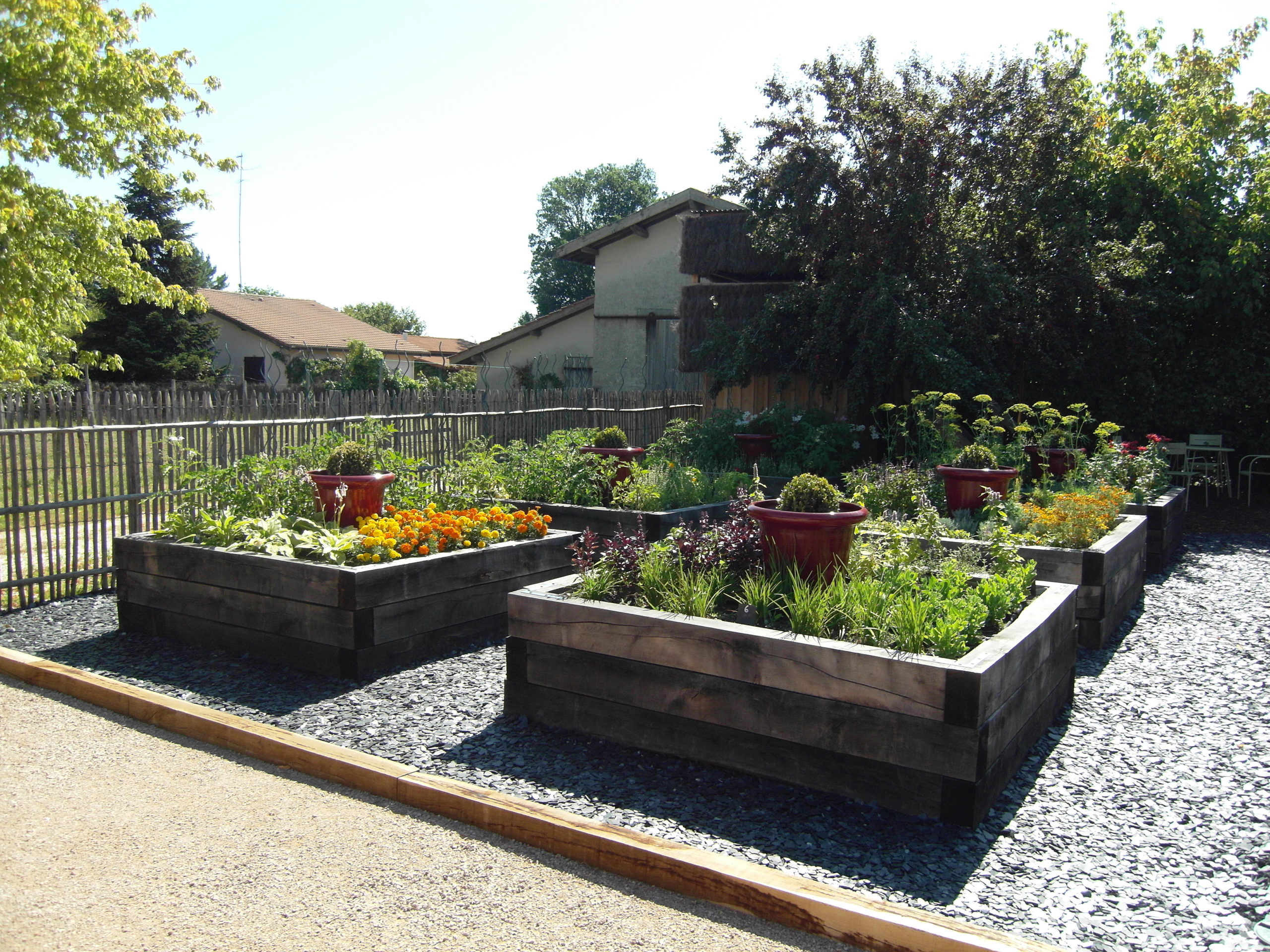 Carrés potager du restaurant "Le Résinier" au Barp