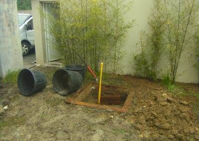 Prémisses du bassin pour la fontaine en zinc