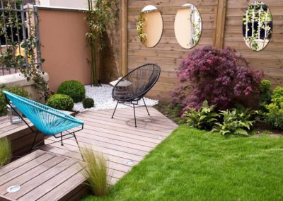Jardin miroirs modernes