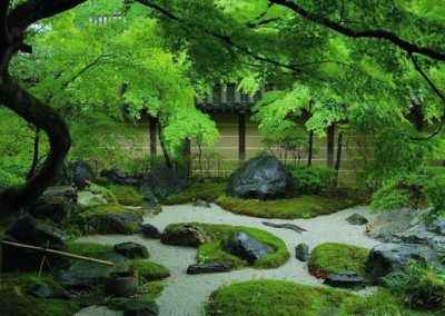 Jardin Japonais de sable et de mousses