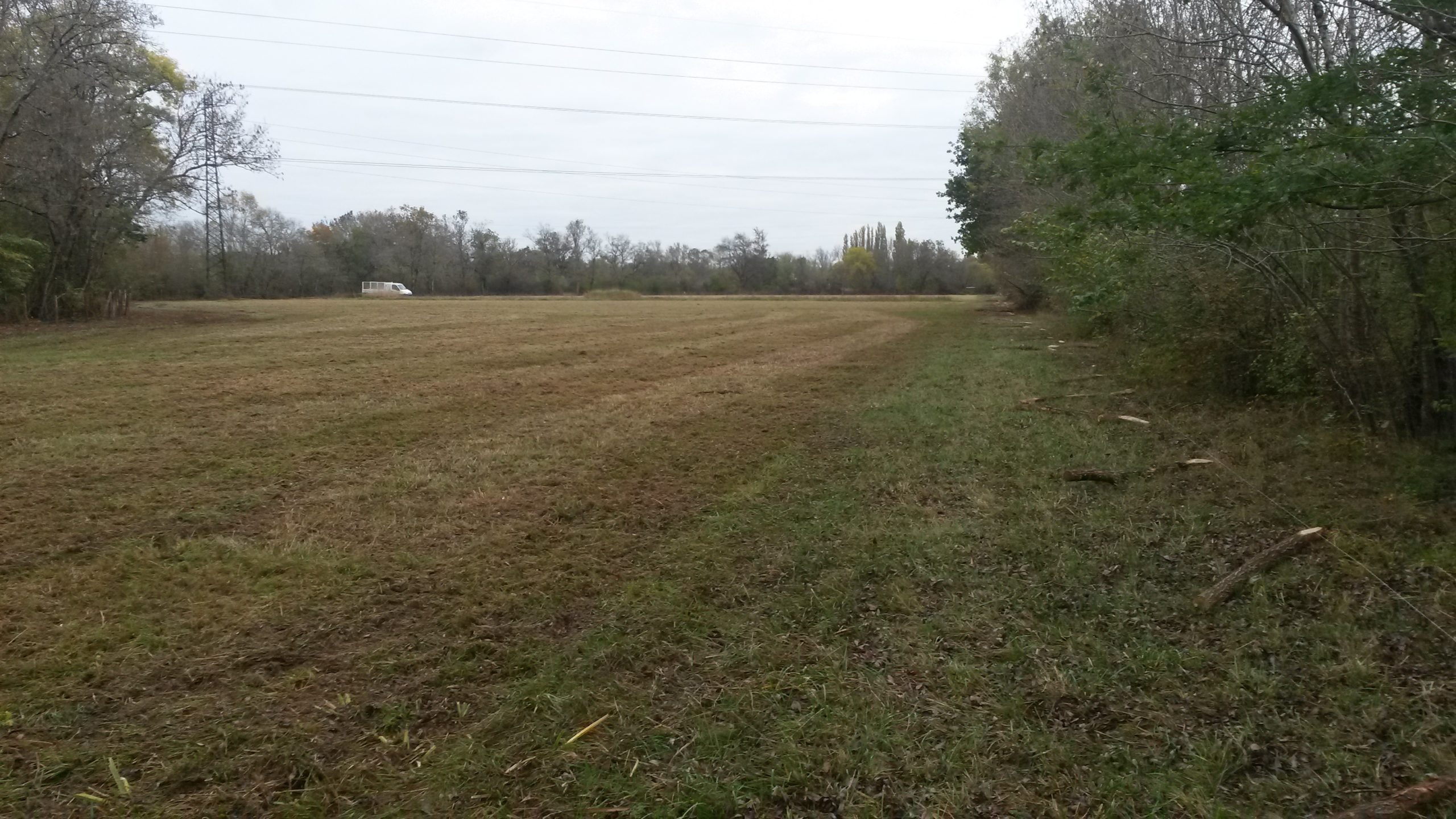 Préparation des piquets à enfoncer d'une clôture agricole pour la Mairie de Villenave d'Ornon