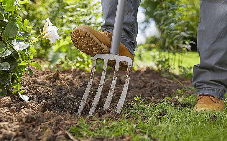 fourche bêche pour aérer le sol du potager 